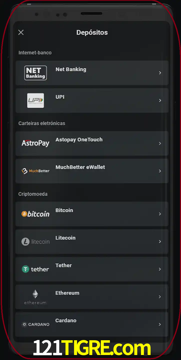 Você pode usar métodos alternativos de depósito.